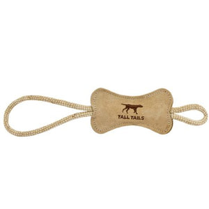 Tall Tails Natural Leather Wool Tug 16IN Dog Toy