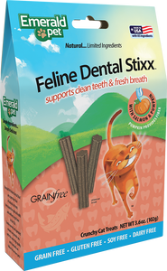 Emerald Pet Feline Dental Stixx Salmon & Pumpkin 102g Cat Treats
