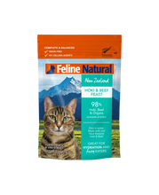 Load image into Gallery viewer, Feline Natural Hoki &amp; Beef Feast 85g Pouch Cat Food