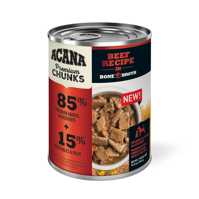Acana Premium Chunks 363g Beef Chunks Recipe In Bone Broth Canned Dog Food