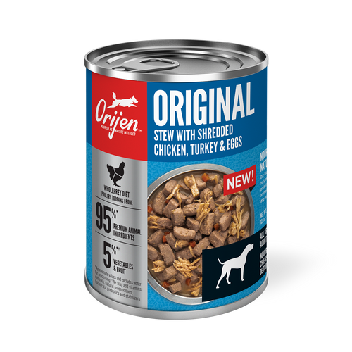 Orijen Premium Stew 363g Original Chicken, Turkey & Eggs Recipe In Bone Broth Canned Dog Food