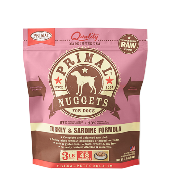 Primal Nuggets 3lbs Turkey & Salmon Raw Dog Food