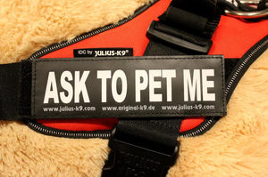 Julius K9 Harness Label Patch "Ask To Pet Me" Set Of 2