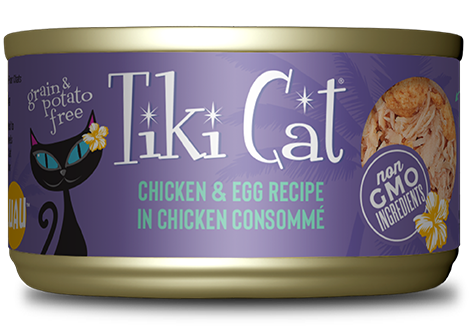 Tiki Cat Luau Chicken & Egg Recipe in Chicken Consomme Cat Food
