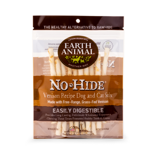 Earth Animal Dog and Cat No-Hide Venison Stix Chews 10 Pack