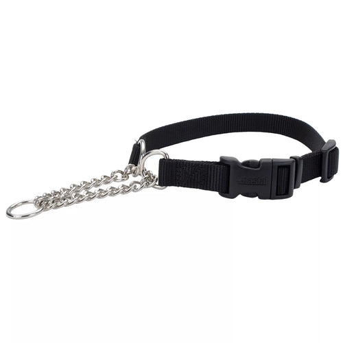 Coastal Adjustable Martingale Check Training Black With Buckle Dog Collar