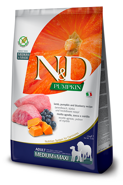 Farmina N&D Pumpkin, Lamb and Blueberry MED-MAXI Dog Food