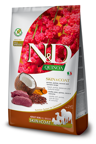 Farmina N&D Quinoa Skin+Coat Venison MED/MAXI Dog Food