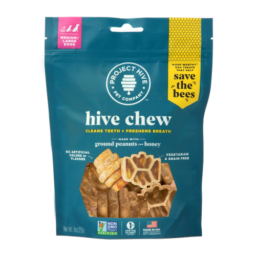 Project Hive Honey & Peanut Butter Medium/Large Dental Dog Chews