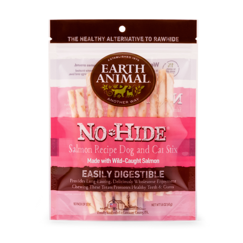 Earth Animal Dog and Cat No-Hide Wild Caught Salmon Stix Chews 10 Pack