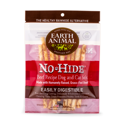 Earth Animal Dog and Cat No-Hide Grass-Fed Beef Stix Chews 10 Pack