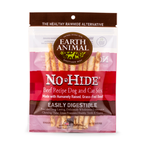 Earth Animal Dog and Cat No-Hide Grass-Fed Beef Stix Chews 10 Pack