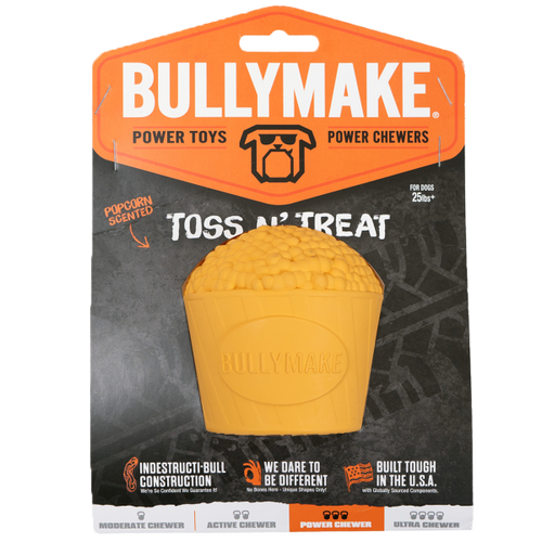 Bullymake Toss n' Treat Rubber Popcorn Scented Dog Toy