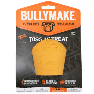 Bullymake Toss n' Treat Rubber Popcorn Scented Dog Toy