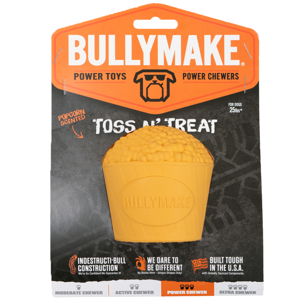 Bullymake Toss n' Treat Rubber Popcorn Scented Dog Toy