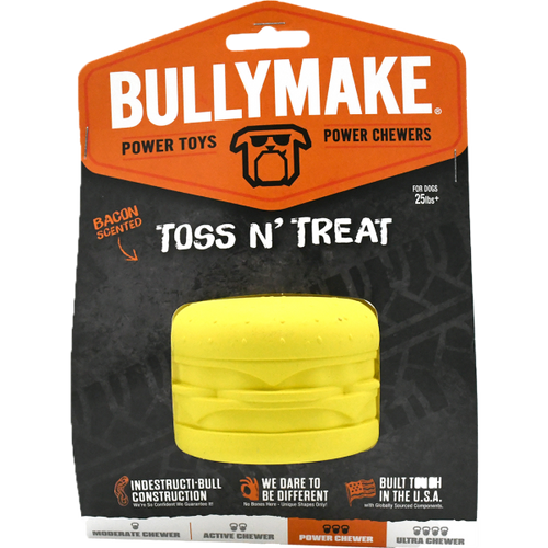 Bullymake Toss n' Treat Rubber Cheeseburger Bacon Scent Dog Toy