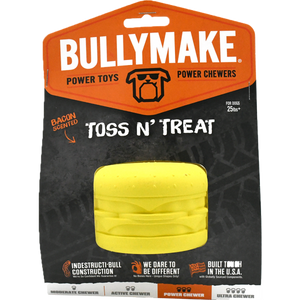 Bullymake Toss n' Treat Rubber Cheeseburger Bacon Scent Dog Toy