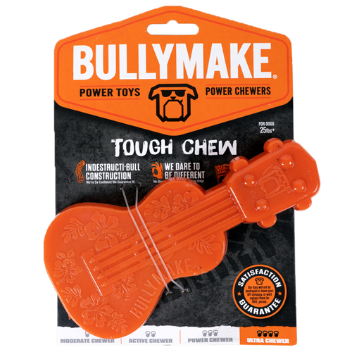Bullymake Tough Chew Nylon Paw Ukulele Orange Peanut Butter Flavour Dog Toy