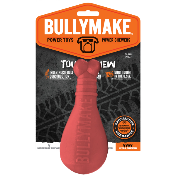 Bullymake Tough Chew Nylon Paw Turkey Leg Red Beef Flavour Dog Toy