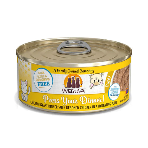 Weruva Cat Paté Press Your Dinner! Chicken Breast Dinner with Deboned Chicken in a Hydrating Purée Cat Food