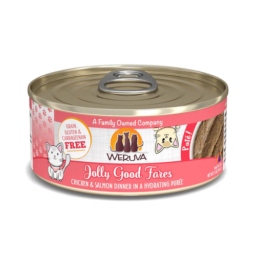 Weruva Cat Paté Jolly Good Fares Chicken & Salmon Dinner in a Hydrating Purée Cat Food
