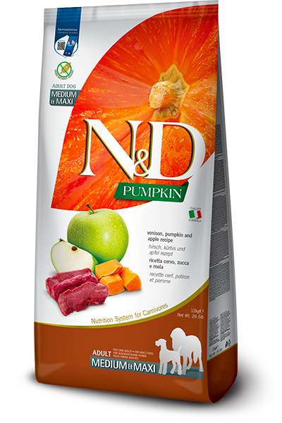 Farmina N&D Pumpkin, Venison and Apple Adult MED-MAXI Dog Food