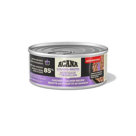 Acana Chunks in Broth Chicken & Salmon Recipe for Kittens 155g Canned Cat Food