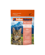 Load image into Gallery viewer, Feline Natural 85g Lamb &amp; King Salmon Pouch Cat Food
