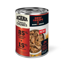 Load image into Gallery viewer, Acana Premium Chunks Beef Chunks Recipe In Bone Broth Canned Dog Food Case 12 x 363g