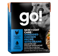 Load image into Gallery viewer, GO Skin + Coat Care Shredded Chicken Canned Dog Food Case 12 x 354g