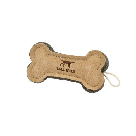 Tall Tails Natural Leather Wool Bone 6IN Dog Toy
