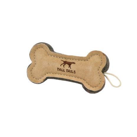 Tall Tails Natural Leather Wool Bone 6IN Dog Toy Critters Pet
