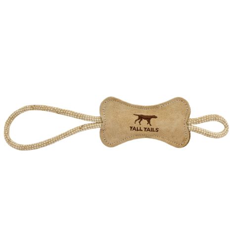Tall Tails Natural Leather Wool Tug 12IN Dog Toy