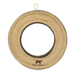 Tall Tails Natural Leather Wool Ring 7IN Dog Toy