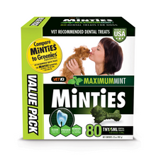 Load image into Gallery viewer, Minties Maximum Mint Tiny/Small Dental Chews