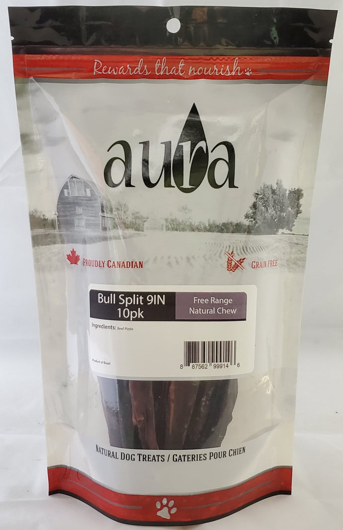 Aura Free Range Bully Junior Split 9IN 10pk Dog Chew