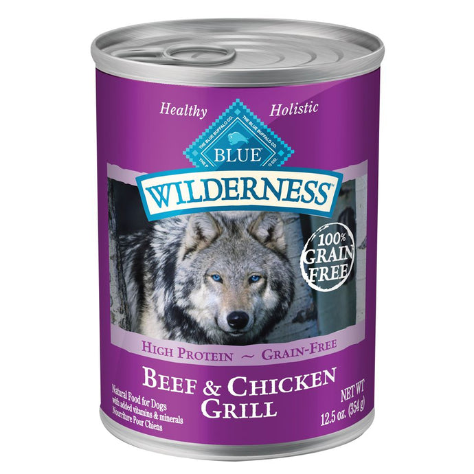 Blue Buffalo Wilderness Grain Free Beef & Chicken Grill Adult Canned Dog Food