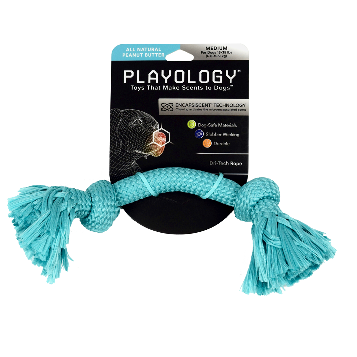 Playology Dri Tech Scented Rope Peanut Butter Dog Toy Critters