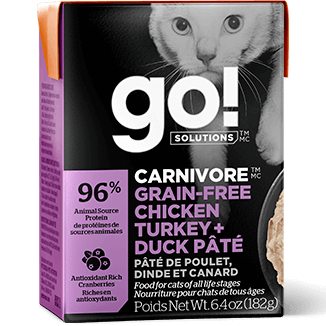 GO! Solutions Carnivore Grain Free Chicken, Turkey + Duck Pate Canned Cat Food