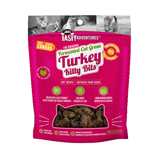 Jay's Tasty Adventure Fermented Cat Grass Turkey Kitty Bites Cat Treats 60g