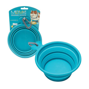 Messy Mutts Silicone Collapsible Blue Bowl