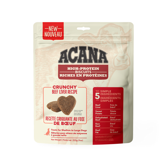 Acana High Protein Crunchy Biscuits Beef Liver 255g Dog Treats