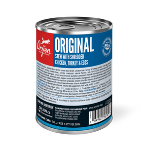 Orijen Premium Stew 363g Original Chicken, Turkey & Eggs Recipe In Bone Broth Canned Dog Food