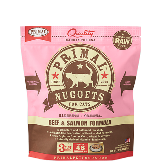Primal Nuggets 3lbs Beef & Salmon Raw Cat Food