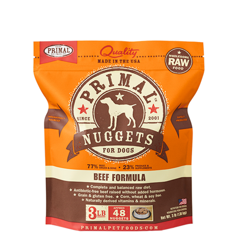 Primal Nuggets 3lbs Beef Raw Dog Food