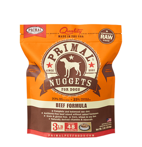 Primal Nuggets 3lbs Beef Raw Dog Food