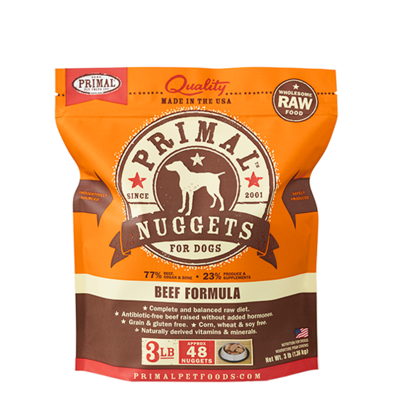 Primal Nuggets 3lbs Beef Raw Dog Food