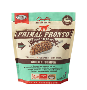 Primal Pronto 4lbs Chicken Raw Dog Food Critters Pet Health Store