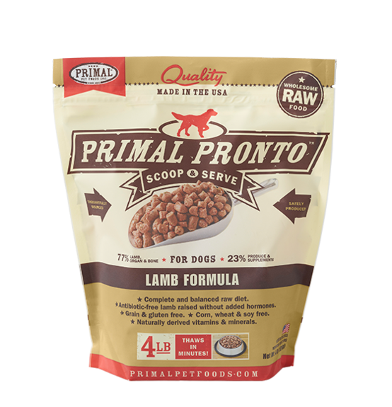 Primal Pronto 4lbs Lamb Raw Dog Food