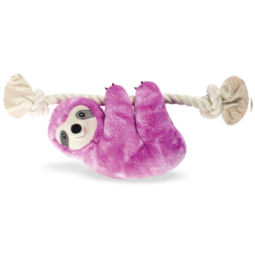 Fringe Studio Purple Sloth on a Rope Plush Dog Toy